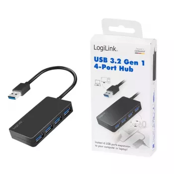 LogiLink USB 3.2 Gen1 4-portový hub čierny 5000 Mbit/s ABS