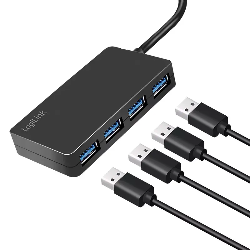LogiLink USB 3.2 Gen1 4-portový hub čierny 5000 Mbit/s ABS