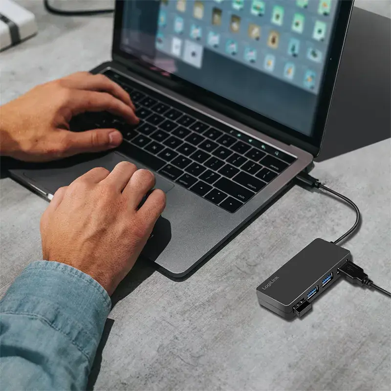 LogiLink USB 3.2 Gen1 4-portový hub čierny 5000 Mbit/s ABS