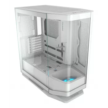 PC Midi-Tower skriňa Cougar FV270 — biela, podporuje ATX/ EATX/ Micro-ITX, 2×3,5 palca + 2×2,5 palca, 120/140 mm ventilátory