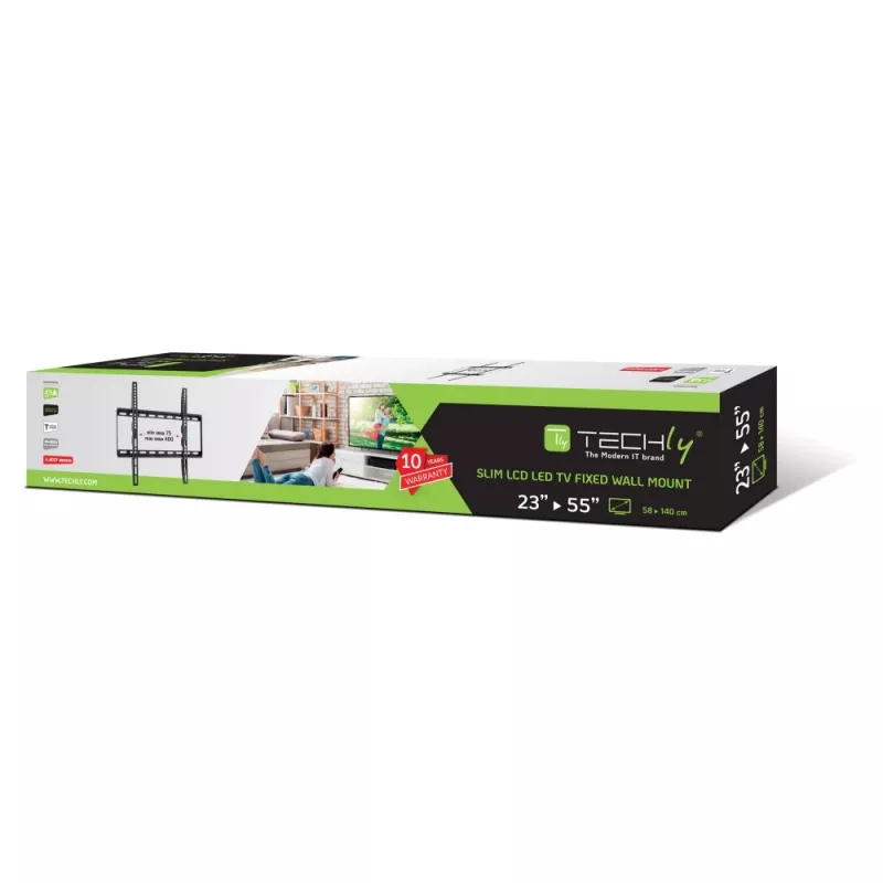 Techly pevný tenký nástenný držiak LED TV LCD 23-55 čierny” ICA-PLB 162M