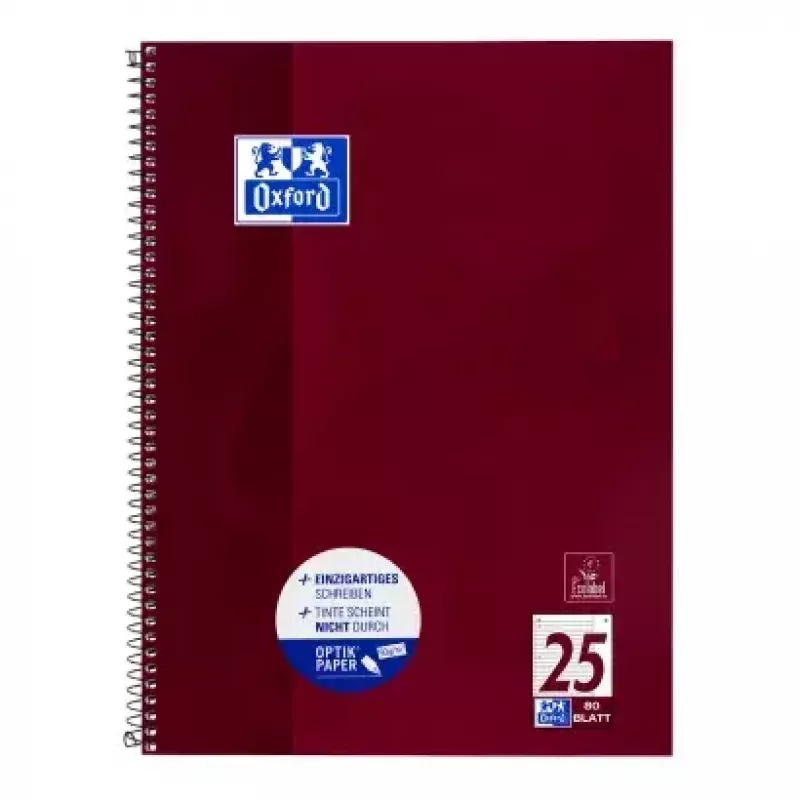 Zošit Oxford 100050355 A4 80 listov bordová