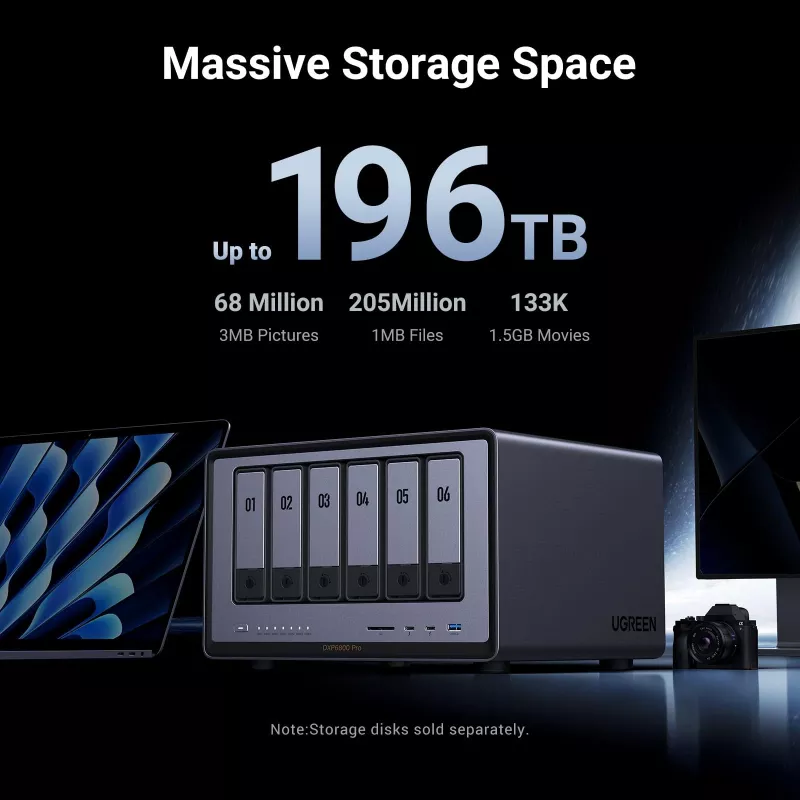 Ugreen DXP6800 Pro NAS desktop Intel® Core™ i5 8 GB DDR5 sivá, čierna