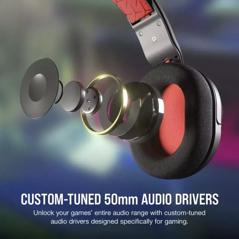 Corsair HS35 v2 drôtová herná náhlavná súprava, červená