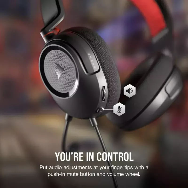 Corsair HS35 v2 drôtová herná náhlavná súprava, červená