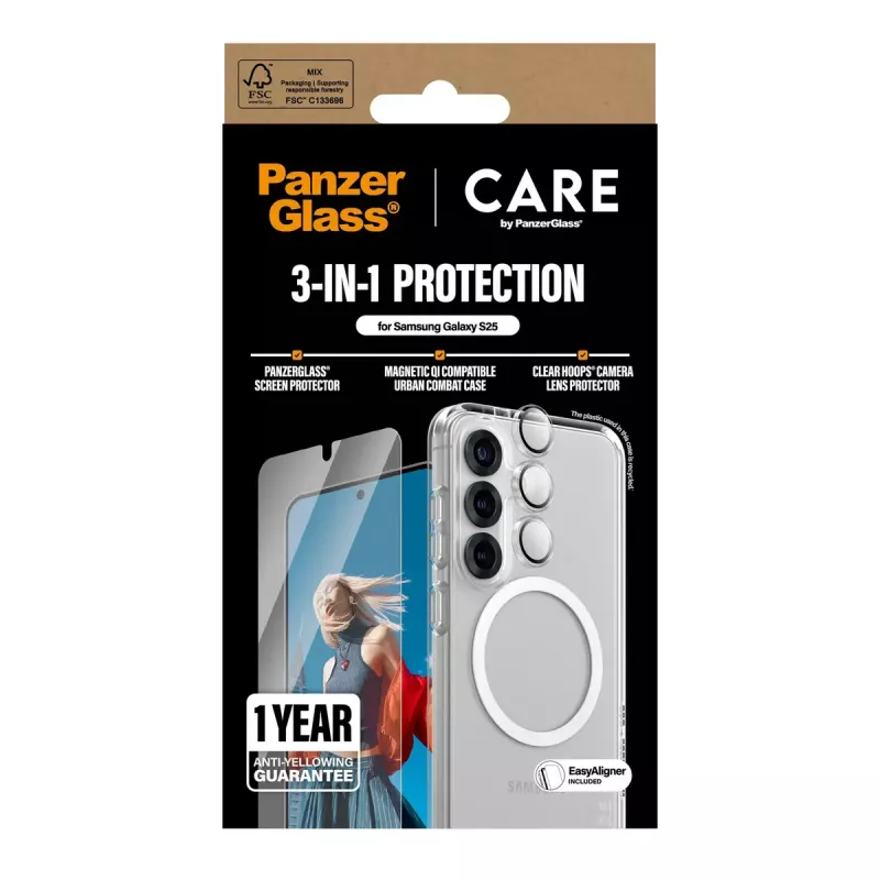 PanzerGlass ® | CARE by ® Flagship 3-in-1 sada Samsung Galaxy S25