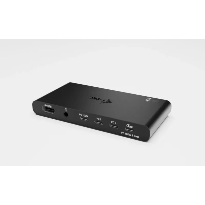 KVM dokovacia stanica i-tec pre 2 hosty HDMI, USB-C host rozhranie, PD 2×100W, 4K@60Hz, 2×USB-A