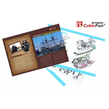 3D puzzle CubicFun pirátska loď 'Queen Anne's Revenge' model T4005H, lepenková stavebnica