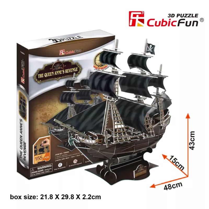 3D puzzle CubicFun pirátska loď 'Queen Anne's Revenge' model T4005H, lepenková stavebnica