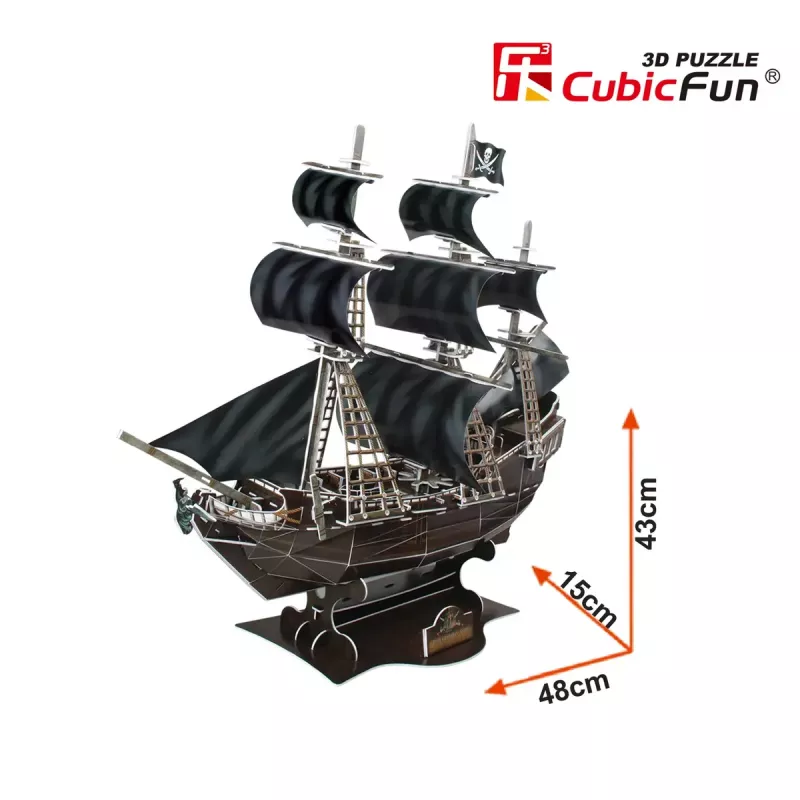 3D puzzle CubicFun pirátska loď 'Queen Anne's Revenge' model T4005H, lepenková stavebnica