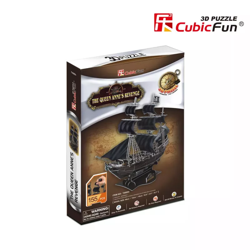 3D puzzle CubicFun pirátska loď 'Queen Anne's Revenge' model T4005H, lepenková stavebnica