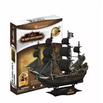 3D puzzle CubicFun pirátska loď 'Queen Anne's Revenge' model T4005H, lepenková stavebnica