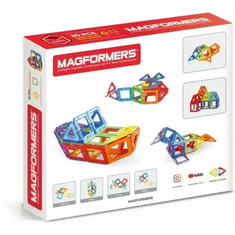 Magformers Magnetic Blocks Basic 30-dielna sada od MAGFORMERS — 30-dielna magnetická stavebnica