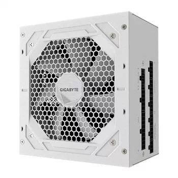 Napájací zdroj GIGABYTE UD850GM PG5 V2 ICE – 850 W, PCIe Gen 5.1, 80 PLUS Gold, plne modulárny, 120 mm ventilátor, ATX 3.1, UK konektor, biely