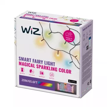 WiZ Fairy Light 20M, inteligentné svetelné reťazenie, Wi-Fi/Bluetooth, čierna, Wi-Fi 4 (802.11n), 802.11b, 802.11g, LED, plast