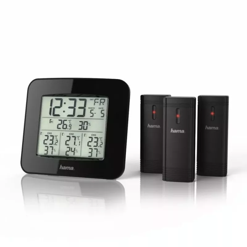 Hama „EWS-Trio“ meteorologická stanica, s tromi senzormi, čierna