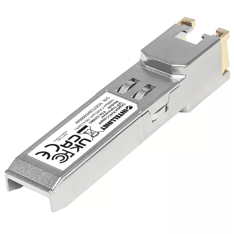 Intellinet Transceiver modul optický, Gigabit RJ45 medený SFP, 1000Base-T (RJ45) port, 100 m, MSA-kompatibilný, zodpovedá Cisco GLC-T, Ethernet, optické vlákno, záruka tri roky
