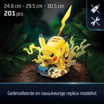 4D Build, Pokémon Pikachu 3D stavebnica, Pokémon figúrka, Kanto First Partner Collection, dekorácia na stôl, 201 dielov, pre deti od 12 rokov