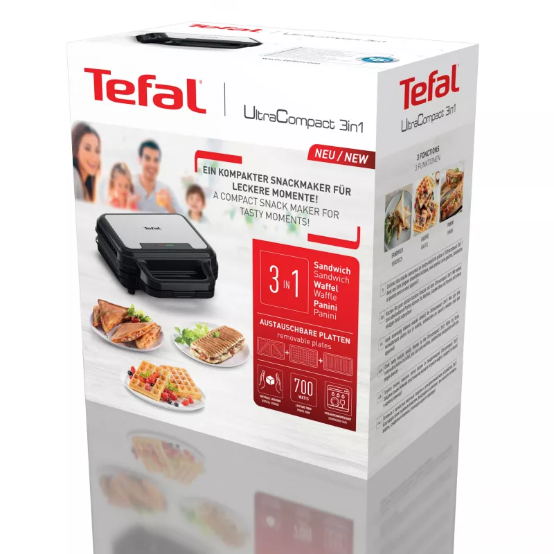 Sendvičovač Tefal SW383D10 700 W čierny, nerez
