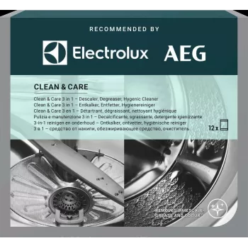 Prášok na odstraňovanie vodného kameňa a tuku Electrolux M2GCP121 pre umývačky riadu a práčky, 12 ks