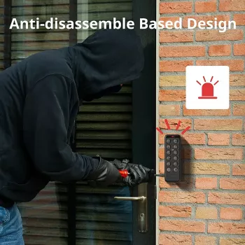 Smart zámok dverí SwitchBot Keypad Touch — prístup kódom a odtlačkom prsta, čierny, batérie CR123A, bezdrôtový, 38×36×112 mm