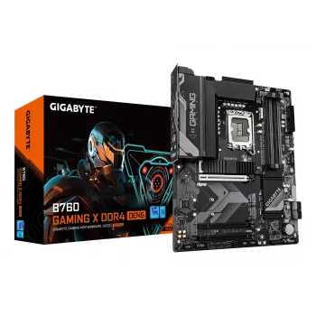 GIGABYTE B760 GAMING X DDR4 GEN5 základná doska – podporuje Intel Core CPU 14. generácie, 8+1+1 fáz VRM, až do 5333 MHz DDR4 (OC), 3x PCIe 4.0 M.2, 2,5 GbE LAN, USB 3.2 Gen 2