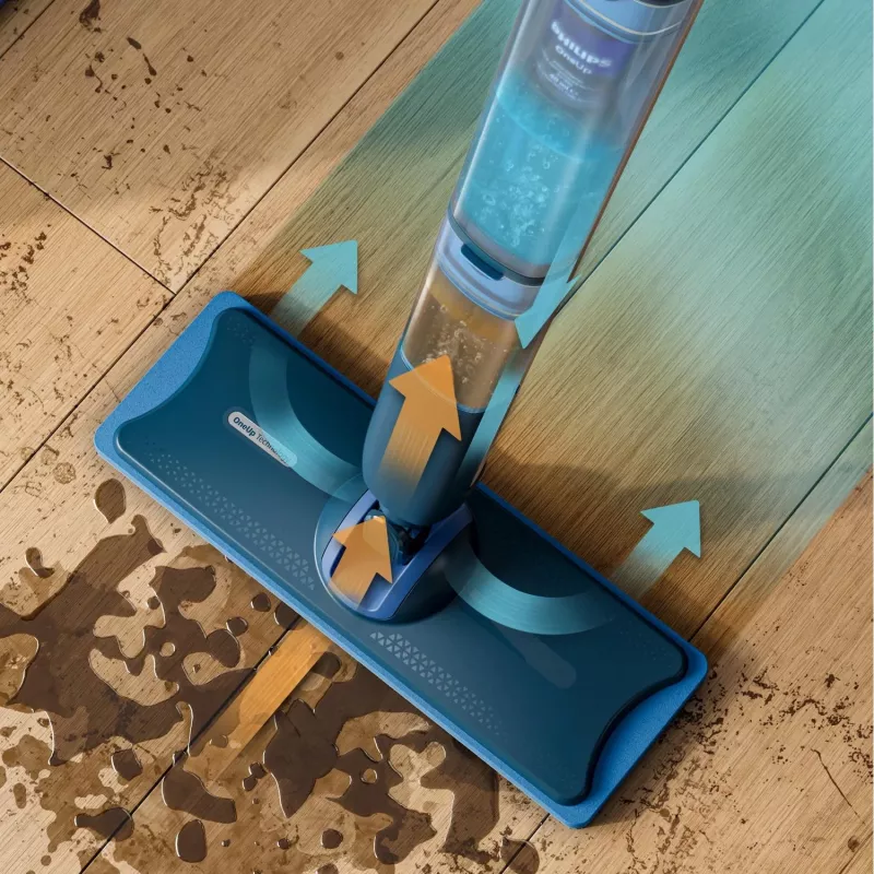 Philips XV5113/01 OneUp 5000 Series bezdrôtový elektrický mop, nádrž 0,281 l čistá / 0,178 l špinavá voda, 70 min, 35 cm, modrý
