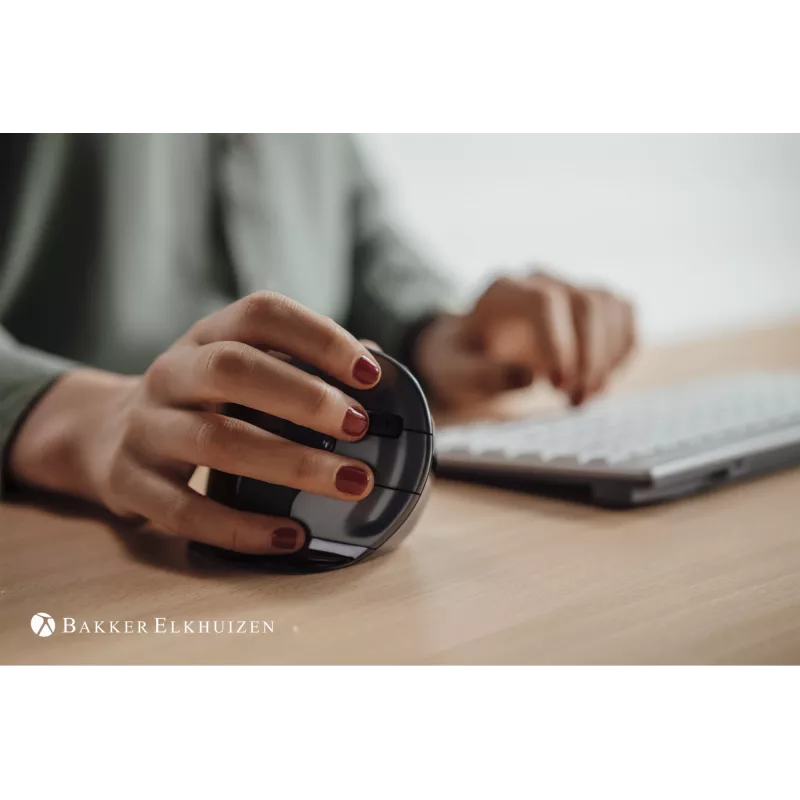 BakkerElkhuizen Evoluent D Medium, pre pravákov, vertikálny dizajn, laser, USB Type-A, 3200 DPI, čierna