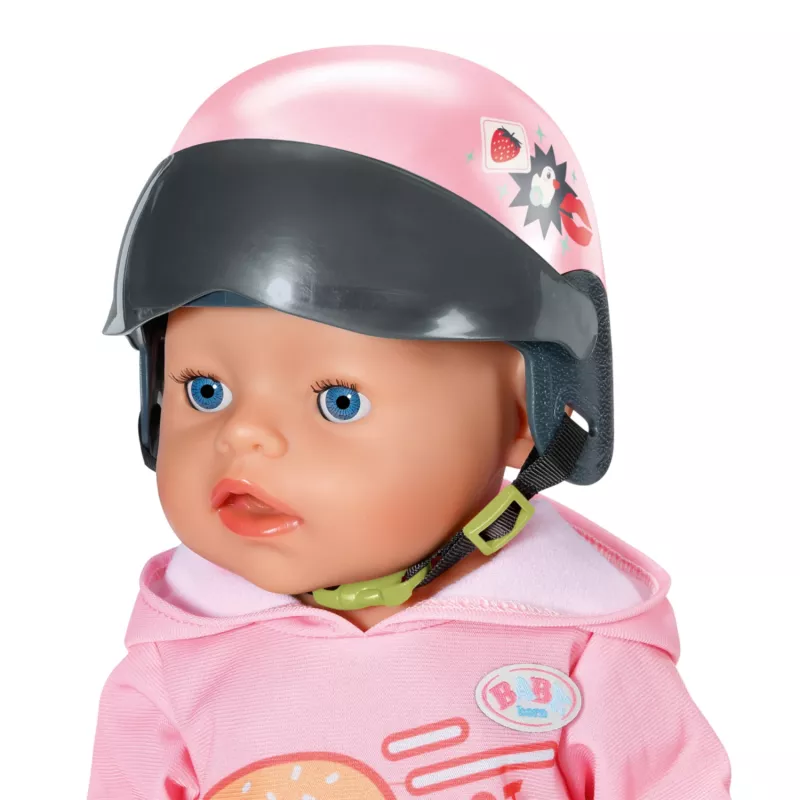 Zapf Creation BABY born 835937 E-Scooter prilba pre bábiku, 43 cm, ružová/čierna, 3+