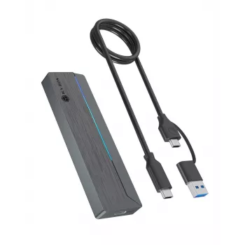 ICY BOX M.2 SATA/NVMe SSD puzdro s USB 3.2 Gen 2 Type-C a RGB osvetlením