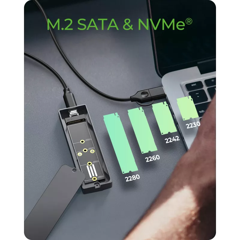 ICY BOX M.2 SATA/NVMe SSD puzdro s USB 3.2 Gen 2 Type-C a RGB osvetlením