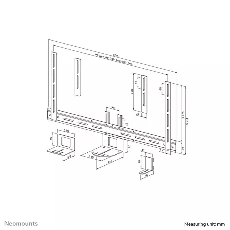 Neomounts AV50-500BL sada na policu pre PTZ/UC kamery 43-110 palcov - VESA - max. 5 kg - univerzálna