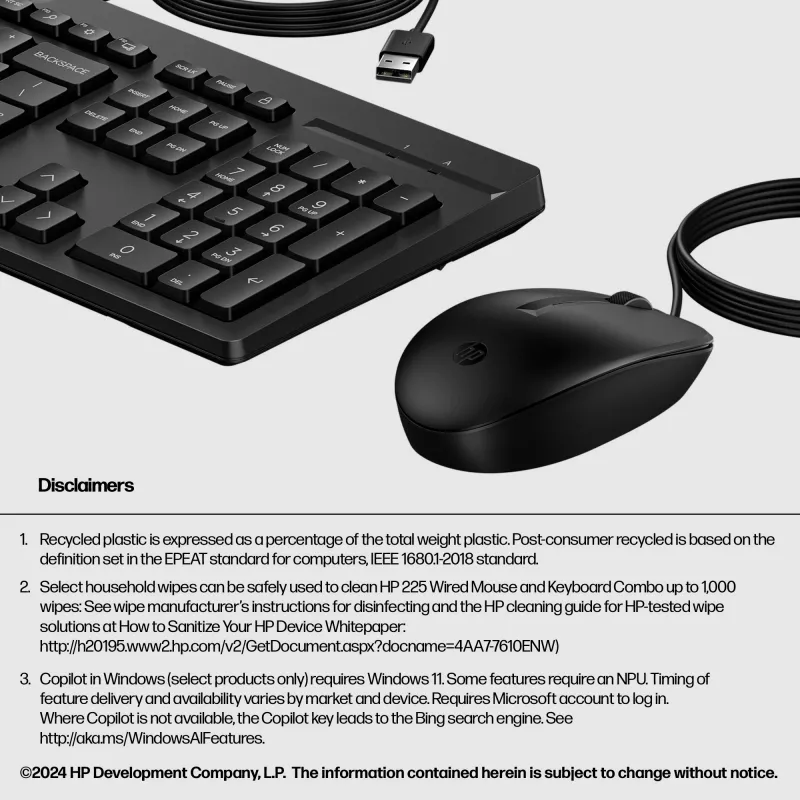 Myš HP 225 káblová myš a klávesnica Combo G2 USB