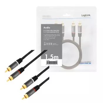 Audio kábel LogiLink CA1203 1,5 m 2x Cinch čierna