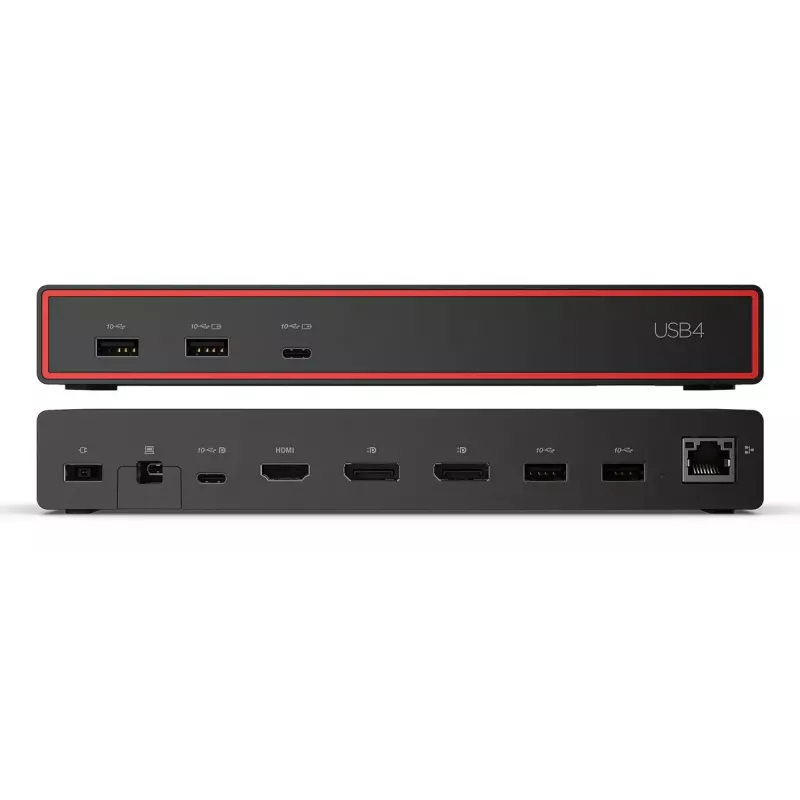 Dokovacia stanica Lenovo ThinkPad USB4 Dock 5000 — káblová Thunderbolt 4, 65 W PD, 3840×2160, HDMI, 4× USB-A, Gigabit-Ethernet, čierna