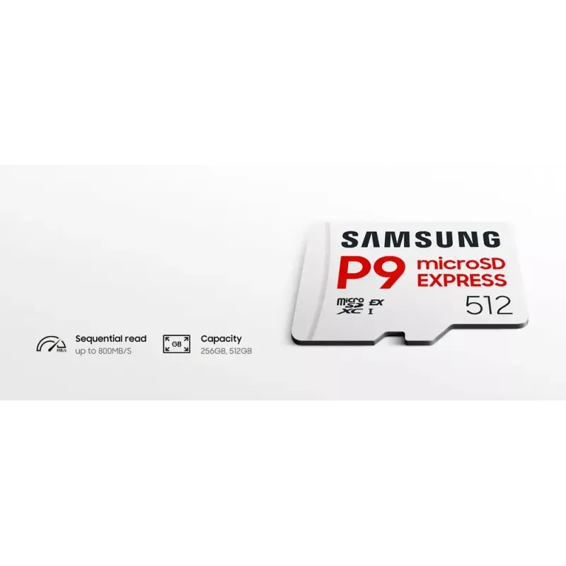 microSDXC pamäťová karta Samsung P9 Express 512 GB, UHS-I, čítanie 800 MB/s, V30, U1, biela