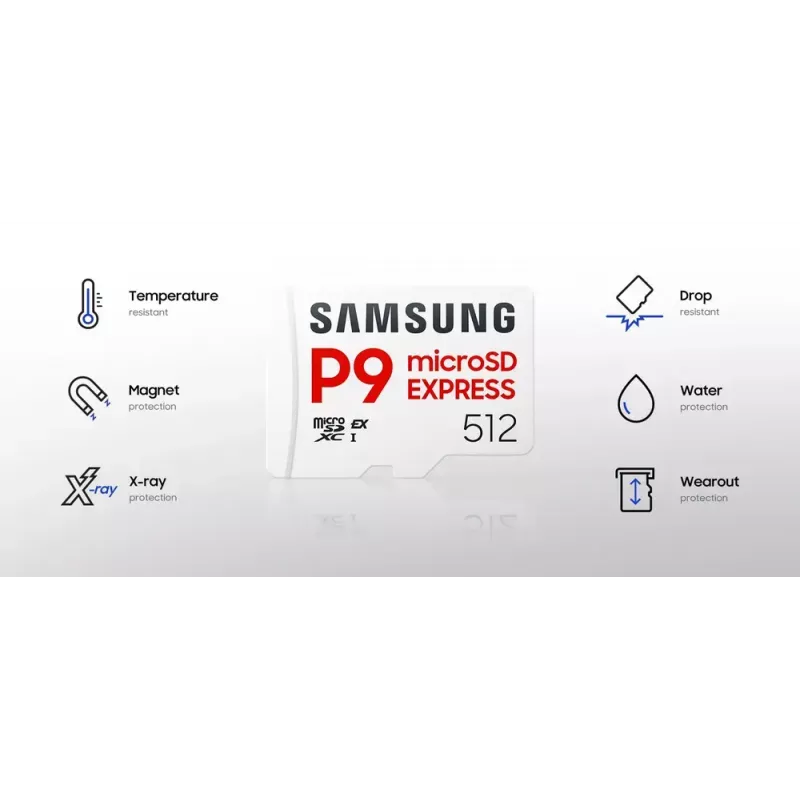microSDXC pamäťová karta Samsung P9 Express 512 GB, UHS-I, čítanie 800 MB/s, V30, U1, biela