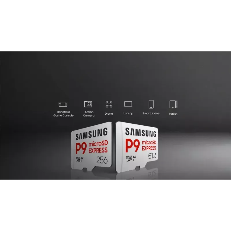 microSDXC pamäťová karta Samsung P9 Express 512 GB, UHS-I, čítanie 800 MB/s, V30, U1, biela