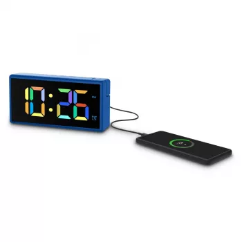 Digitálny budík Hama Ibiza modrý LCD batéria USB 150x34x73mm