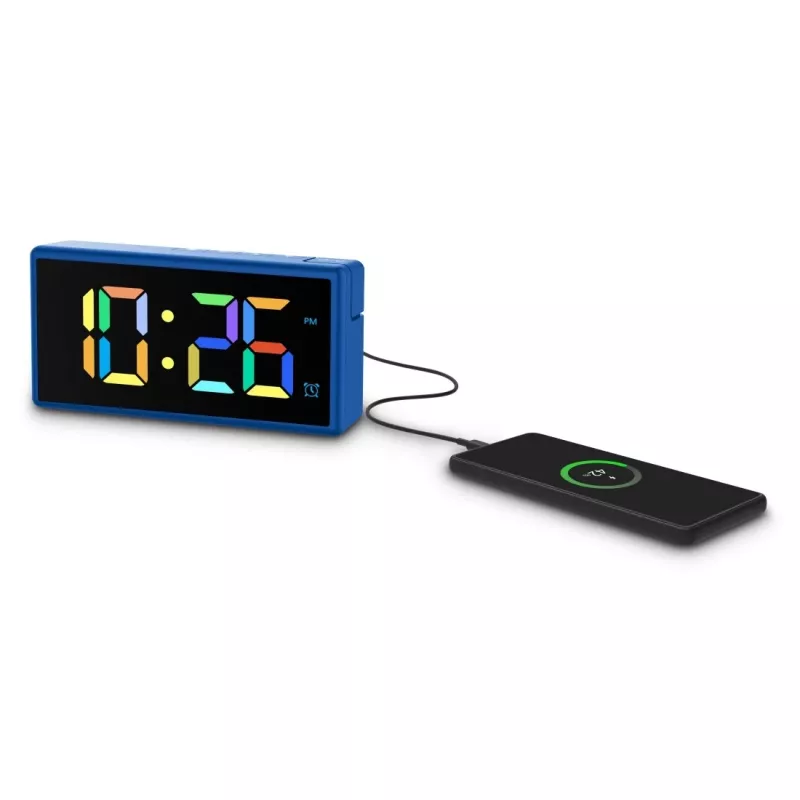 Digitálny budík Hama Ibiza modrý LCD batéria USB 150x34x73mm
