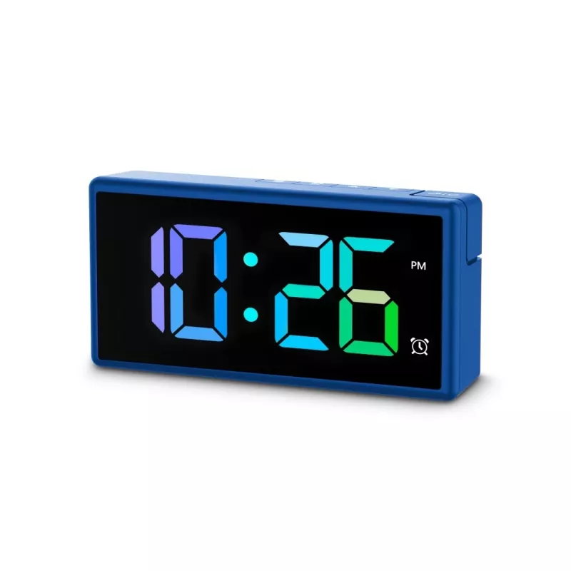 Digitálny budík Hama Ibiza modrý LCD batéria USB 150x34x73mm