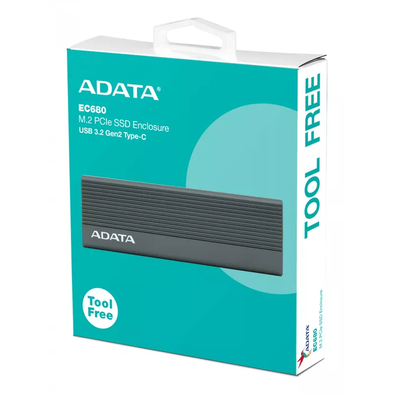 Puzdro na SSD ADATA EC680 sivé M.2 USB Type-C PCIe