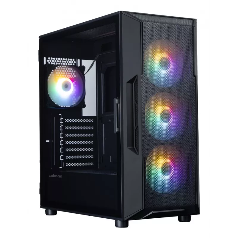 ZALMAN Mid-Tower PC skriňa I3 NEO V2, čierna, 4x RGB ventilátory, podpora ATX/microATX