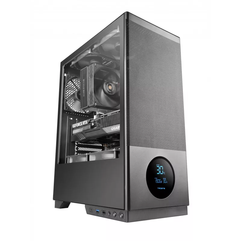 Počítačová skriňa Tacens 2SAGITTA20 Midi Tower, čierna, 3 ventilátory 120 mm