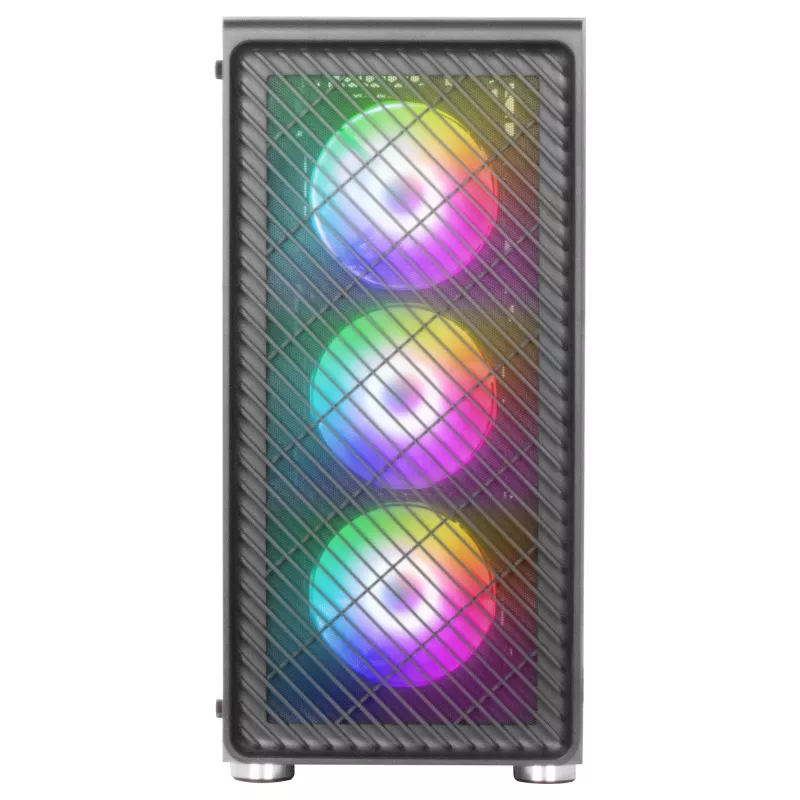Mars Gaming MC-F čierna, ATX herná semitower, bočné okno z tvrdeného skla, predná kovová mriežka, 4x 120mm ARGB ventilátory