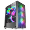 Mars Gaming MC-F čierna, ATX herná semitower, bočné okno z tvrdeného skla, predná kovová mriežka, 4x 120mm ARGB ventilátory