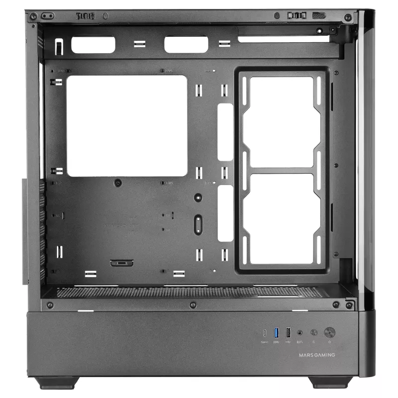 PC skriňa TACENS Mars Gaming MCLCDPRO Midi Tower – čierna, IPS 7,2 palca displej, napájací zdroj dole, podpora ATX/Micro‑ATX/Mini‑ITX
