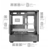 PC skriňa TACENS Mars Gaming MCLCDPRO Midi Tower – čierna, IPS 7,2 palca displej, napájací zdroj dole, podpora ATX/Micro‑ATX/Mini‑ITX
