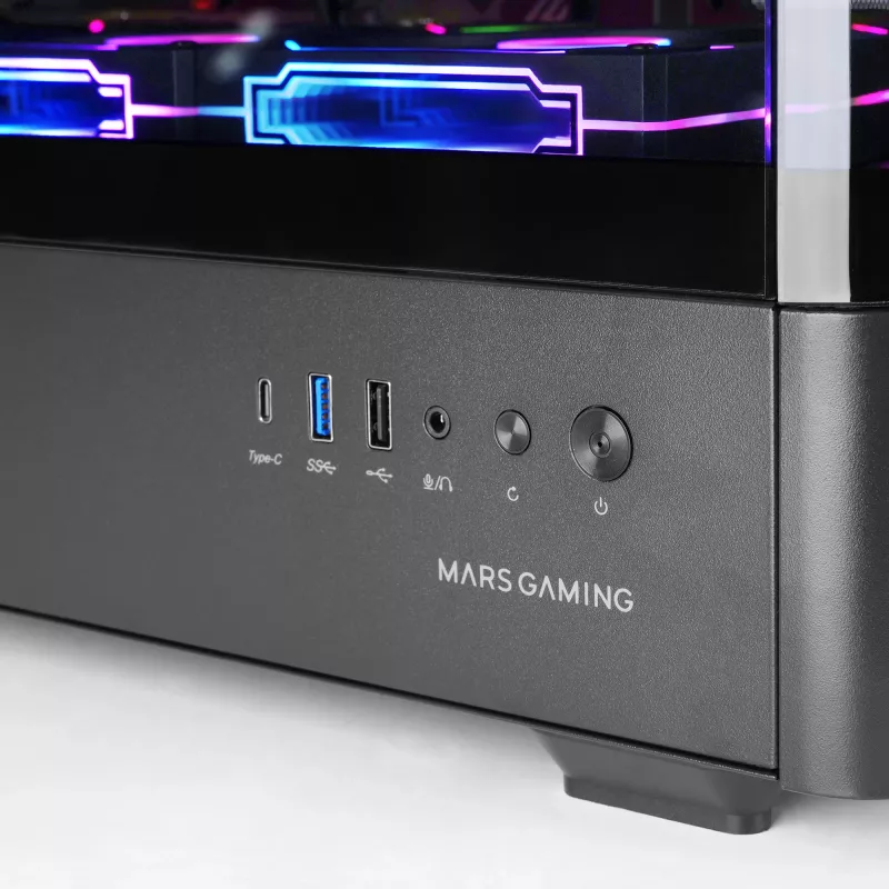 PC skriňa TACENS Mars Gaming MCLCDPRO Midi Tower – čierna, IPS 7,2 palca displej, napájací zdroj dole, podpora ATX/Micro‑ATX/Mini‑ITX