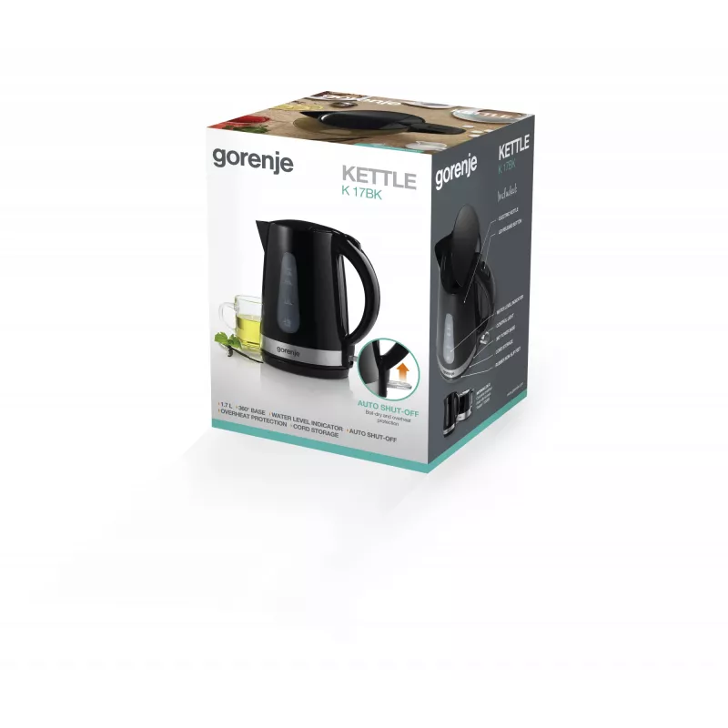 Rýchlovarná kanvica Gorenje K17BK — 1,7 L, 2200 W, čierna